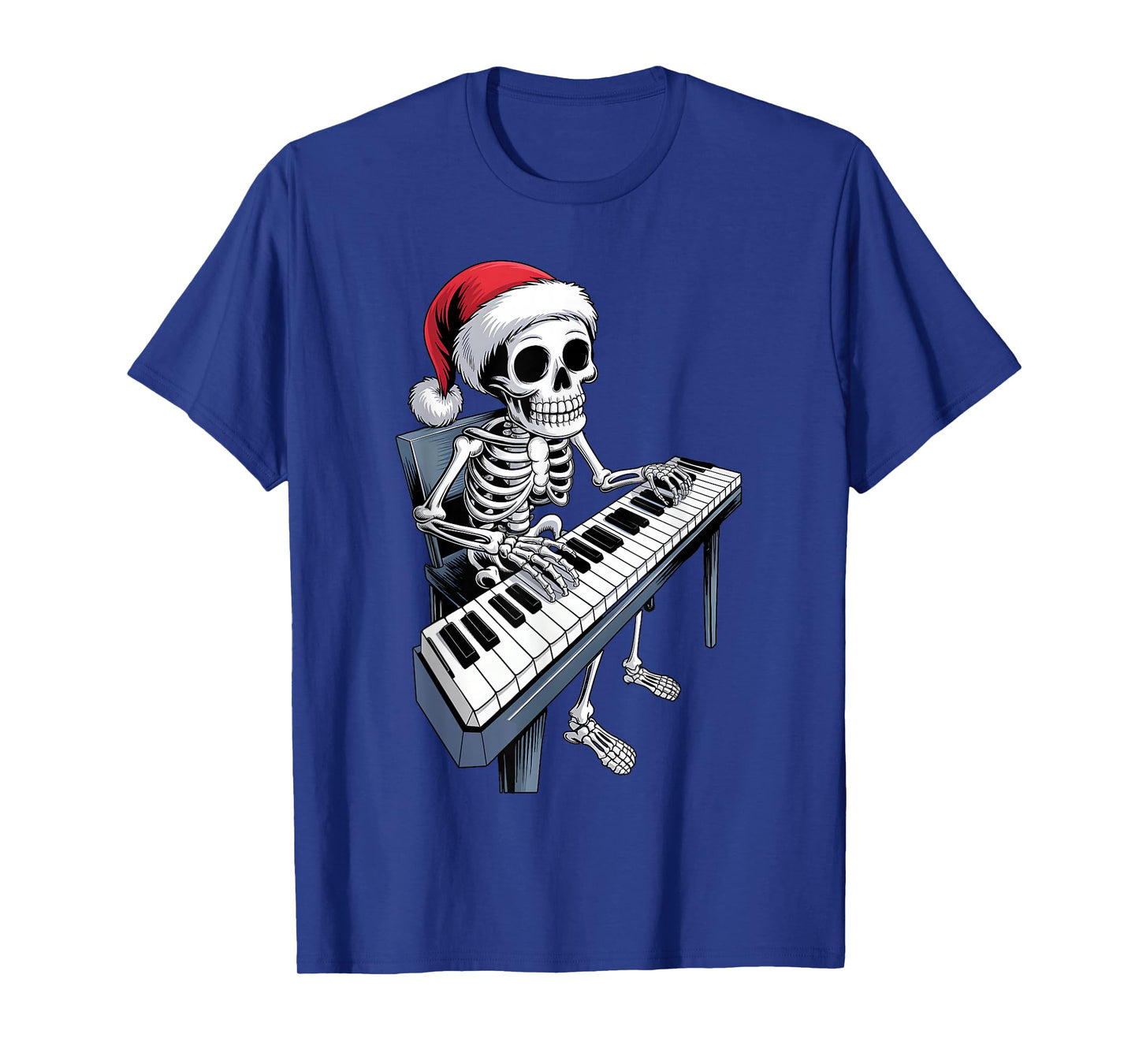 Xmas Santa Skeleton Playing Piano Funny Christmas Boys Kids T-Shirt