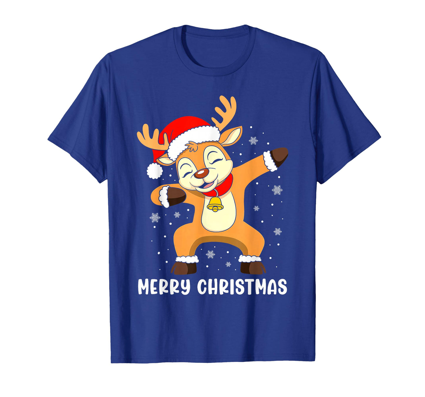Merry Christmas Reindeer Red Santa Hat Funny Xmas Pajamas T-Shirt