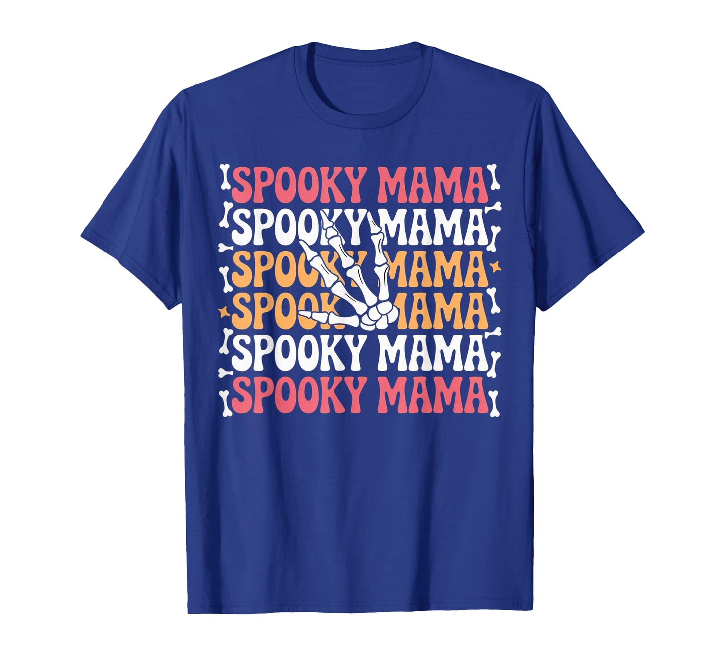 Spooky Mama Cute Skeleton Hand Retro Funny Halloween Moms T-Shirt