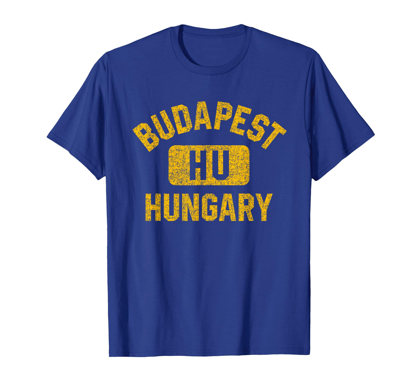 Budapest Hungary Gym Style Distressed Amber Print T-Shirt