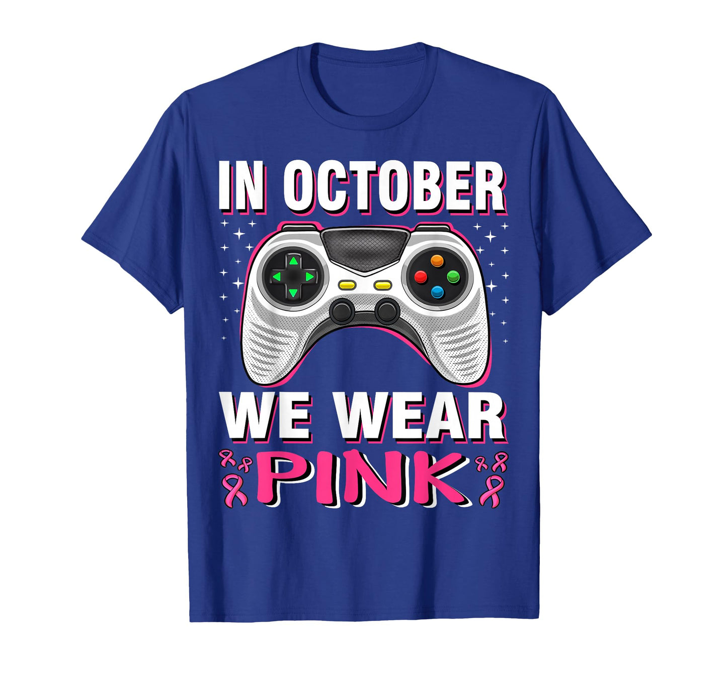 In October We Wear Pink Breast Cancer Gaming Kids Boys Youth T-Shirt