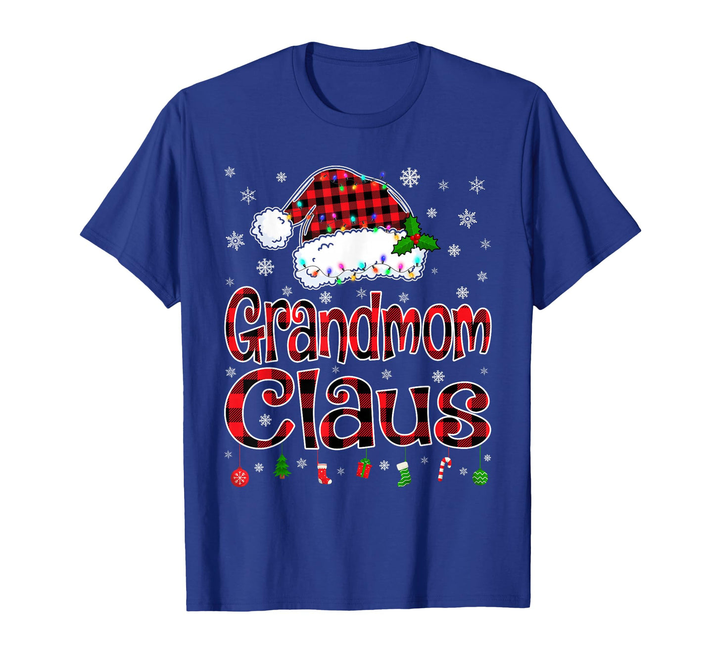 Grandmom Claus Christmas Lights Xmas Pajama Matching Family T-Shirt