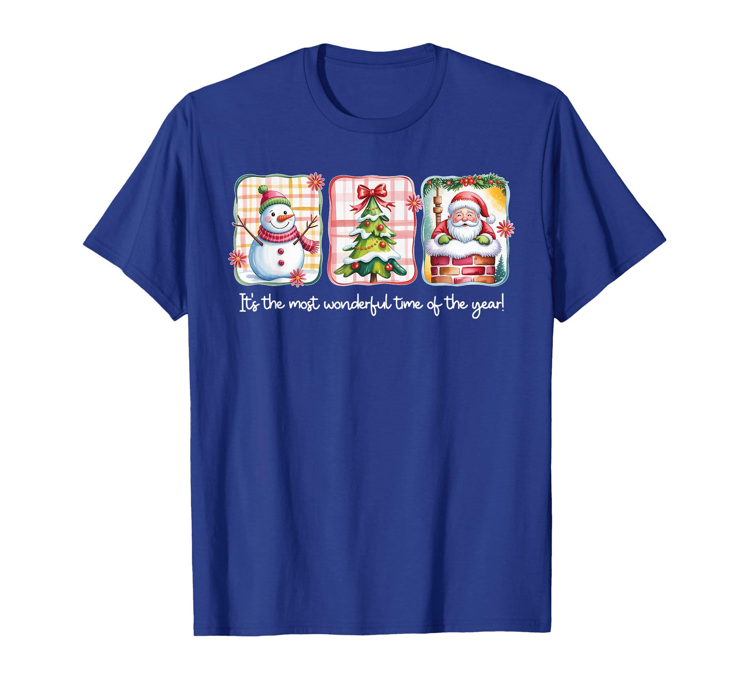 Christmas The Most Wonderful Time of The Year Plaid Snowman T-Shirt
