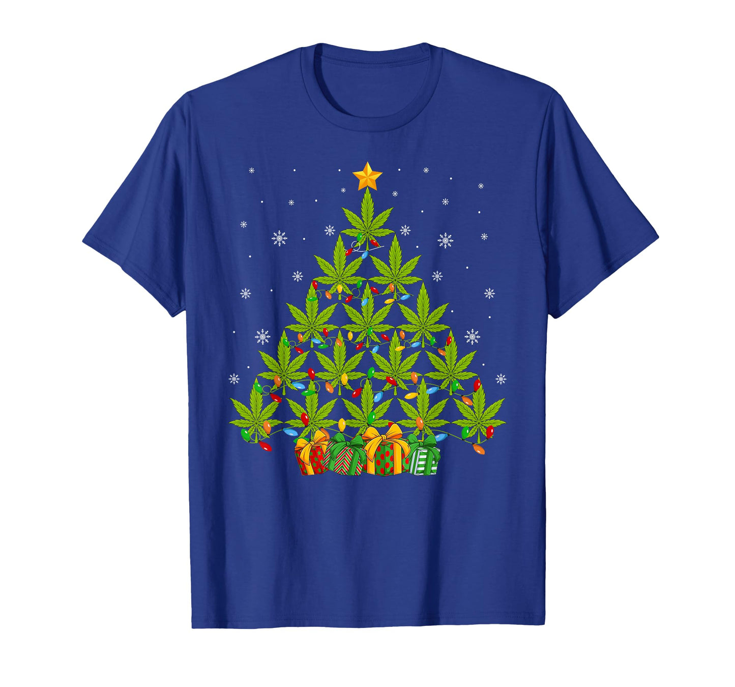 Cannabis Christmas Tree Smoking Weed Marijuana Leaf Xmas T-Shirt