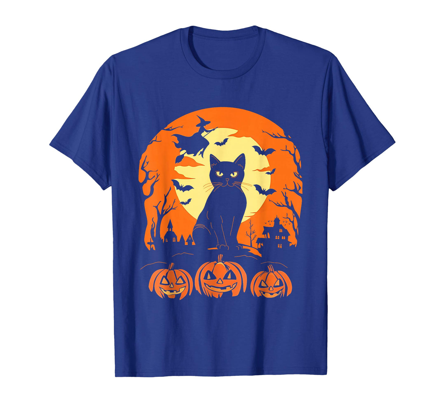 Black Cat and Pumpkin Halloween Scene for Everyone T-Shirt
