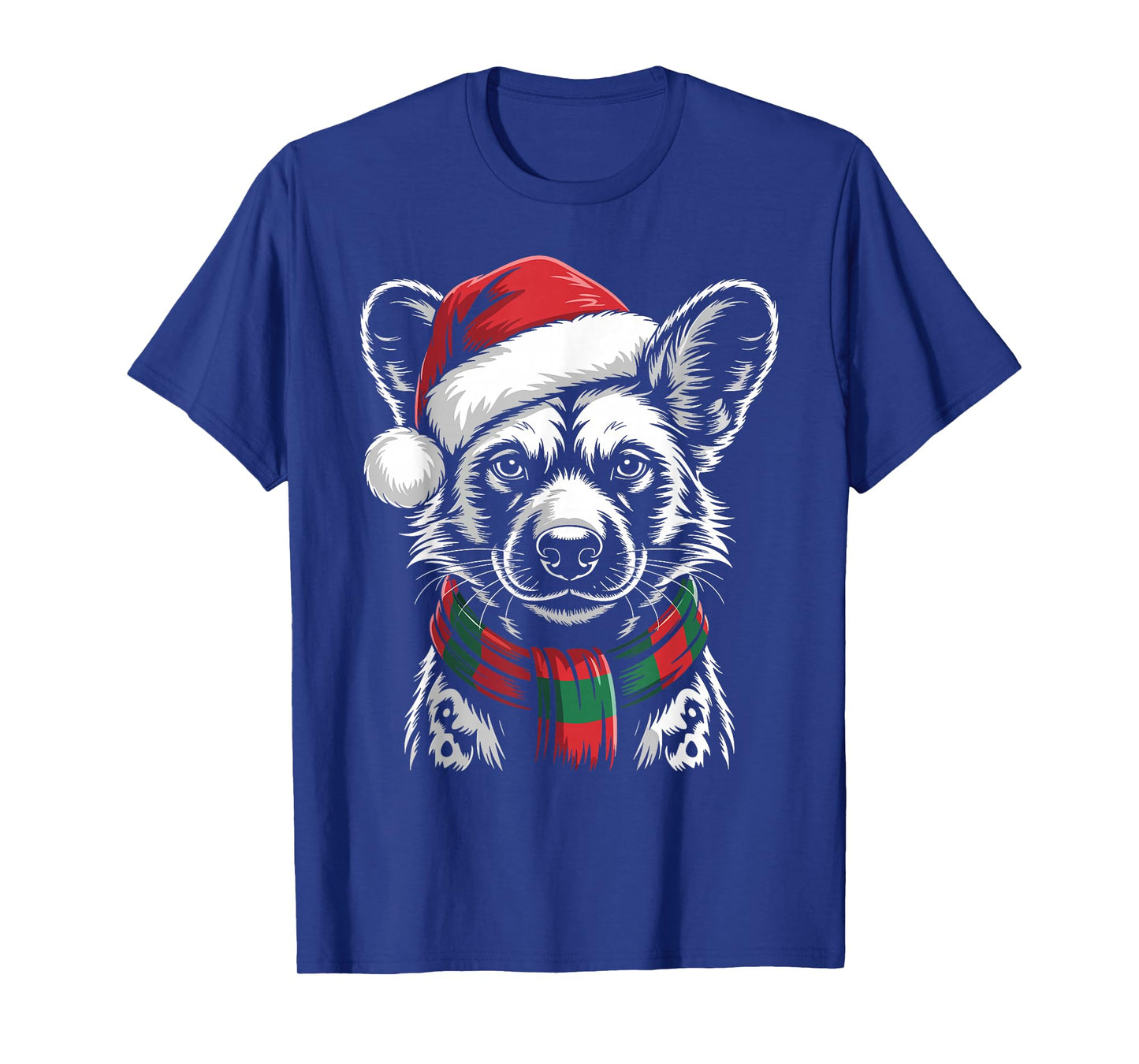 African Wild Dog Xmas Santa Hat Scarf Christmas Costume T-Shirt