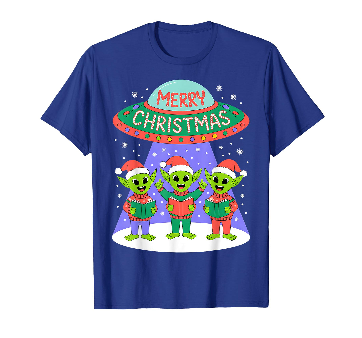 Funny Alien Trio Merry Ugly Christmas Santa Hat Gifts Xmas T-Shirt