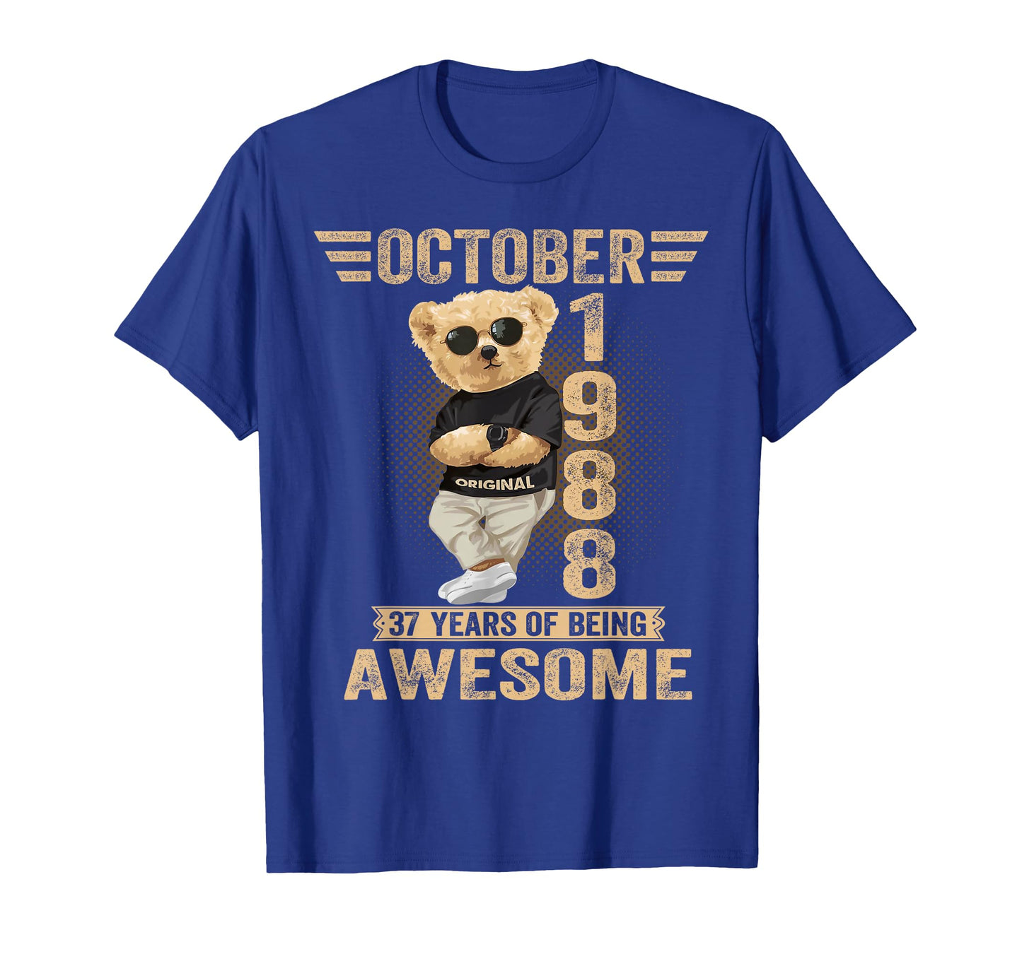 October 37th Birthday Men Women 1988 Awesome Teddy Bear T-Shirt