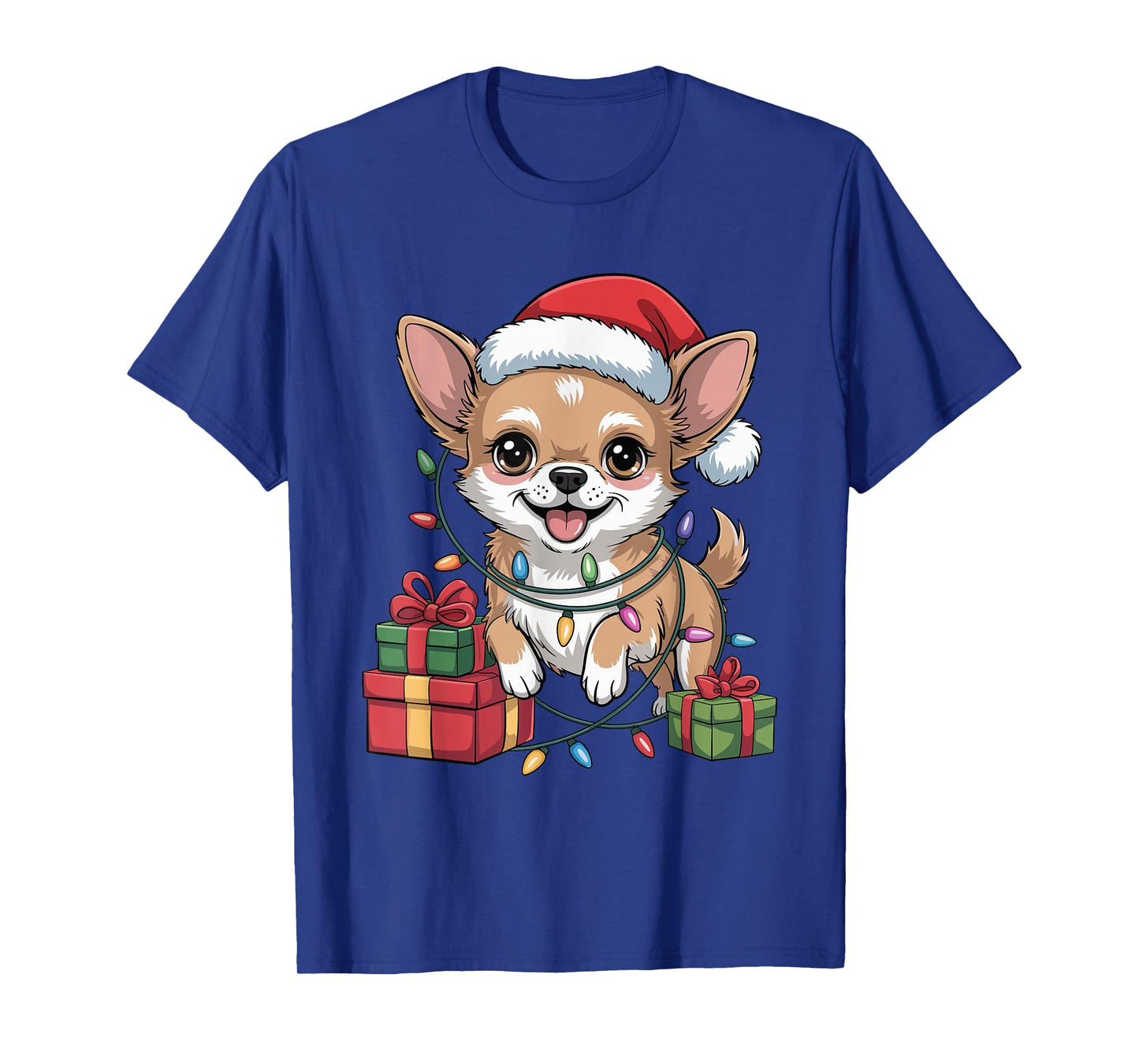 Cute Chihuahua Santa Hat Christmas Xmas Dog Lovers Holiday T-Shirt