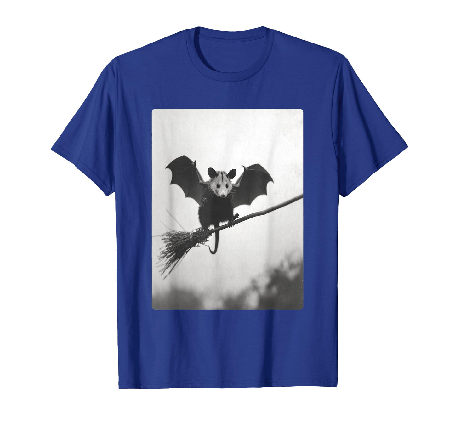 Gothic Opossum Witch Broom Bat Wings Spooky Halloween Animal T-Shirt