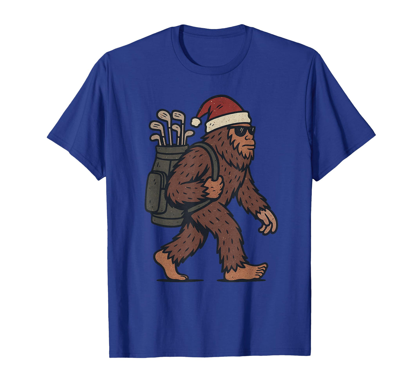 Sasquatch Playing Golf Christmas Vintage Funny Xmas T-Shirt