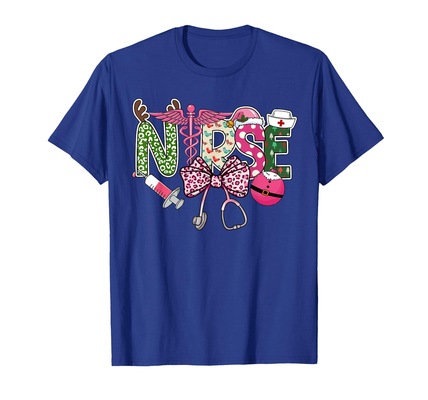Coquette Nurse Christmas Retro Bow Women Mom Girl T-Shirt