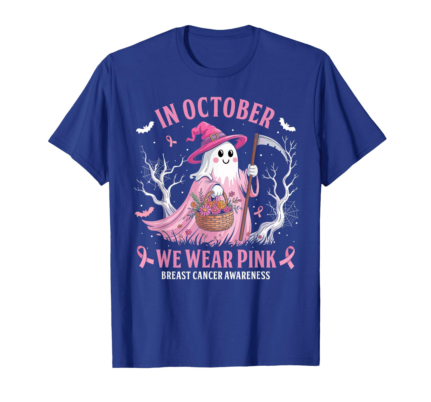 Breast Cancer Women Halloween in October We Wear Pink Witch T-Shirt