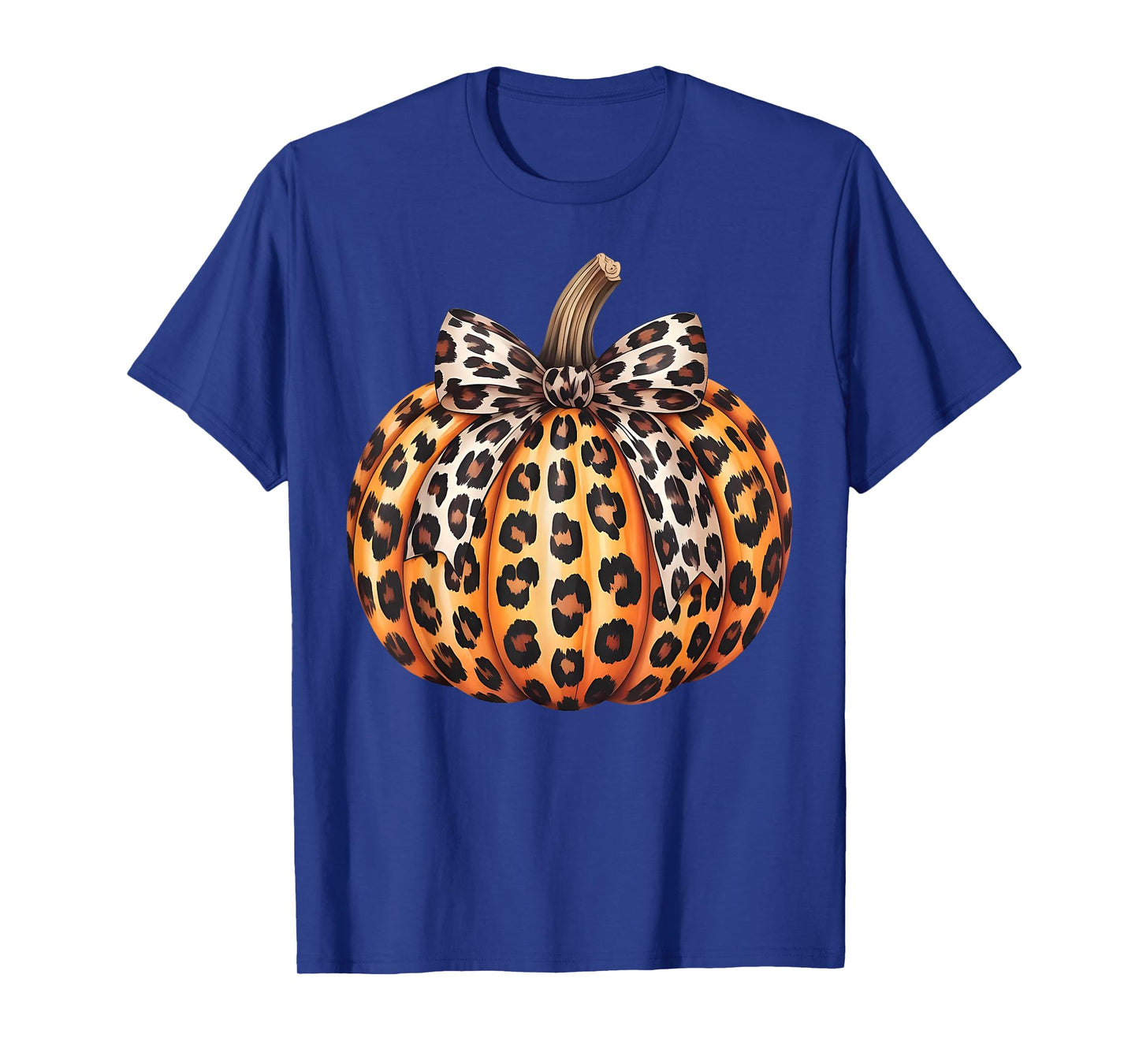 Coquette Bow Leopard Pumpkin Thanksgiving Rustic Fall Women T-Shirt