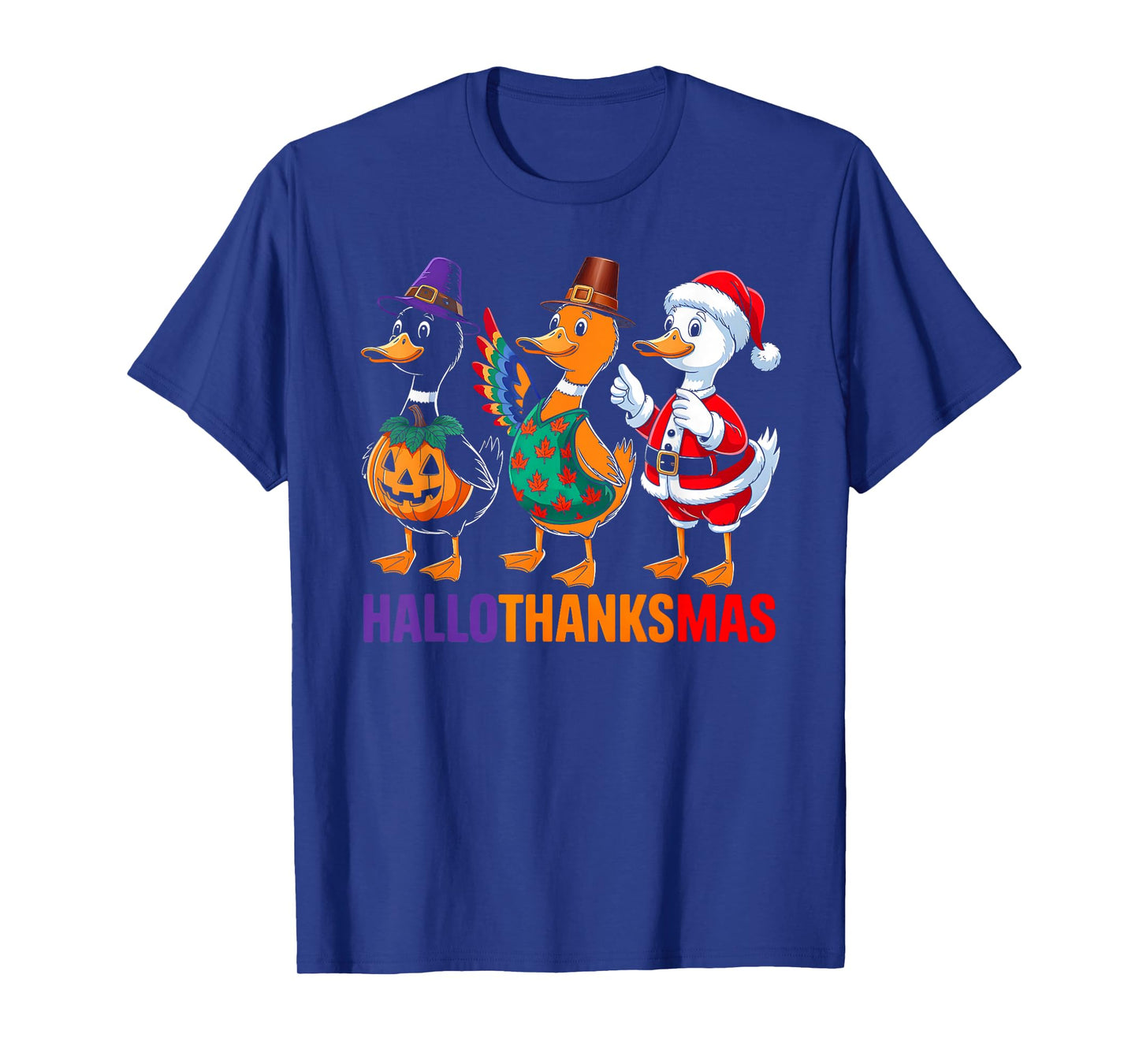 Happy Hallothanksmas Duck Lover Halloween Merry Christmas T-Shirt