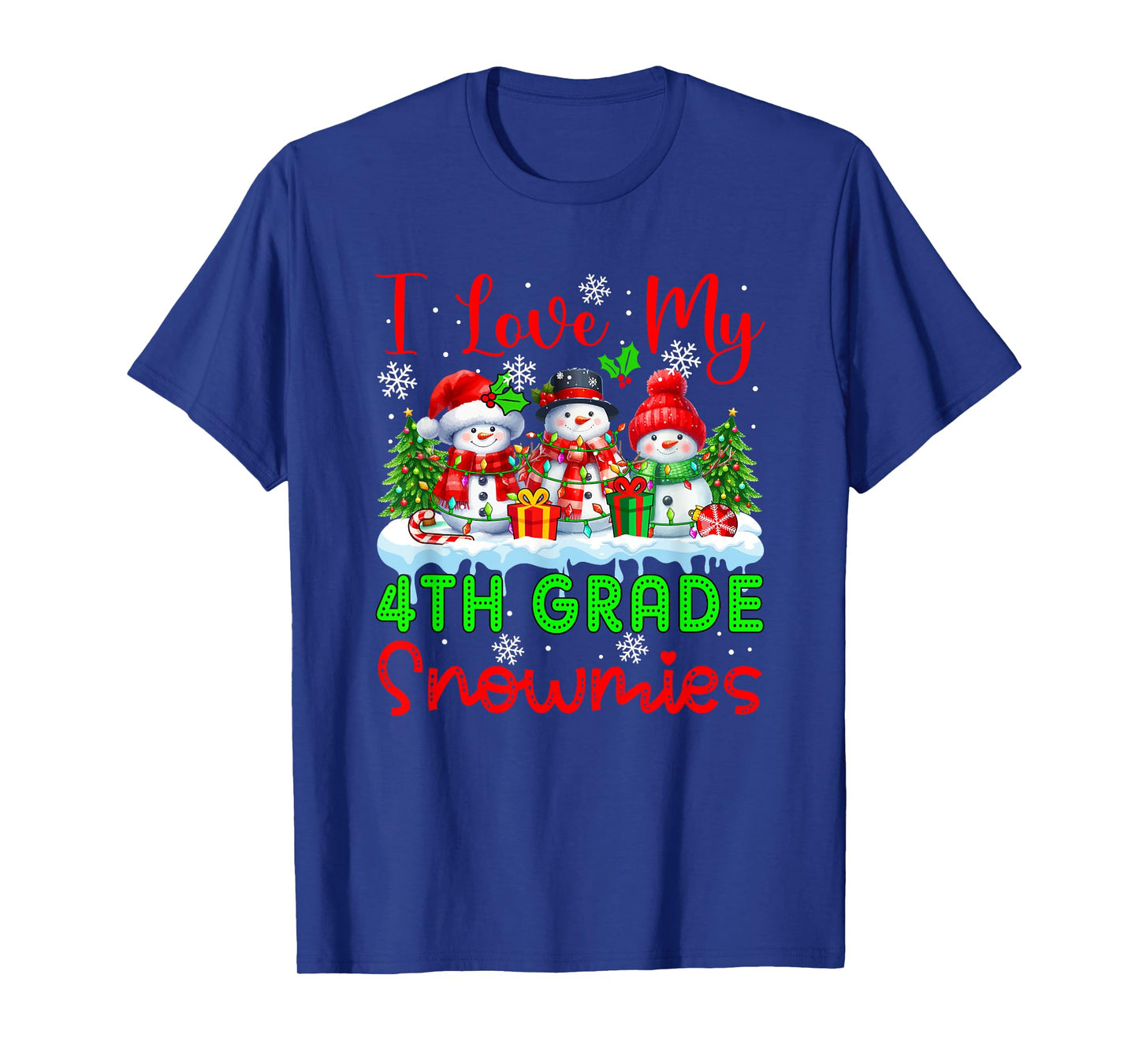 I Love My 4th Grade Snowmies Christmas Teacher Students T-Shirt