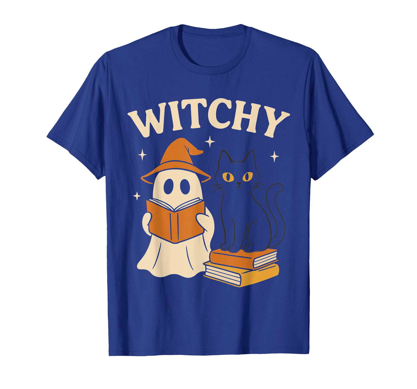 Witchy Ghost & Cat Lady Reading Book Lover Autumn Fall Women T-Shirt