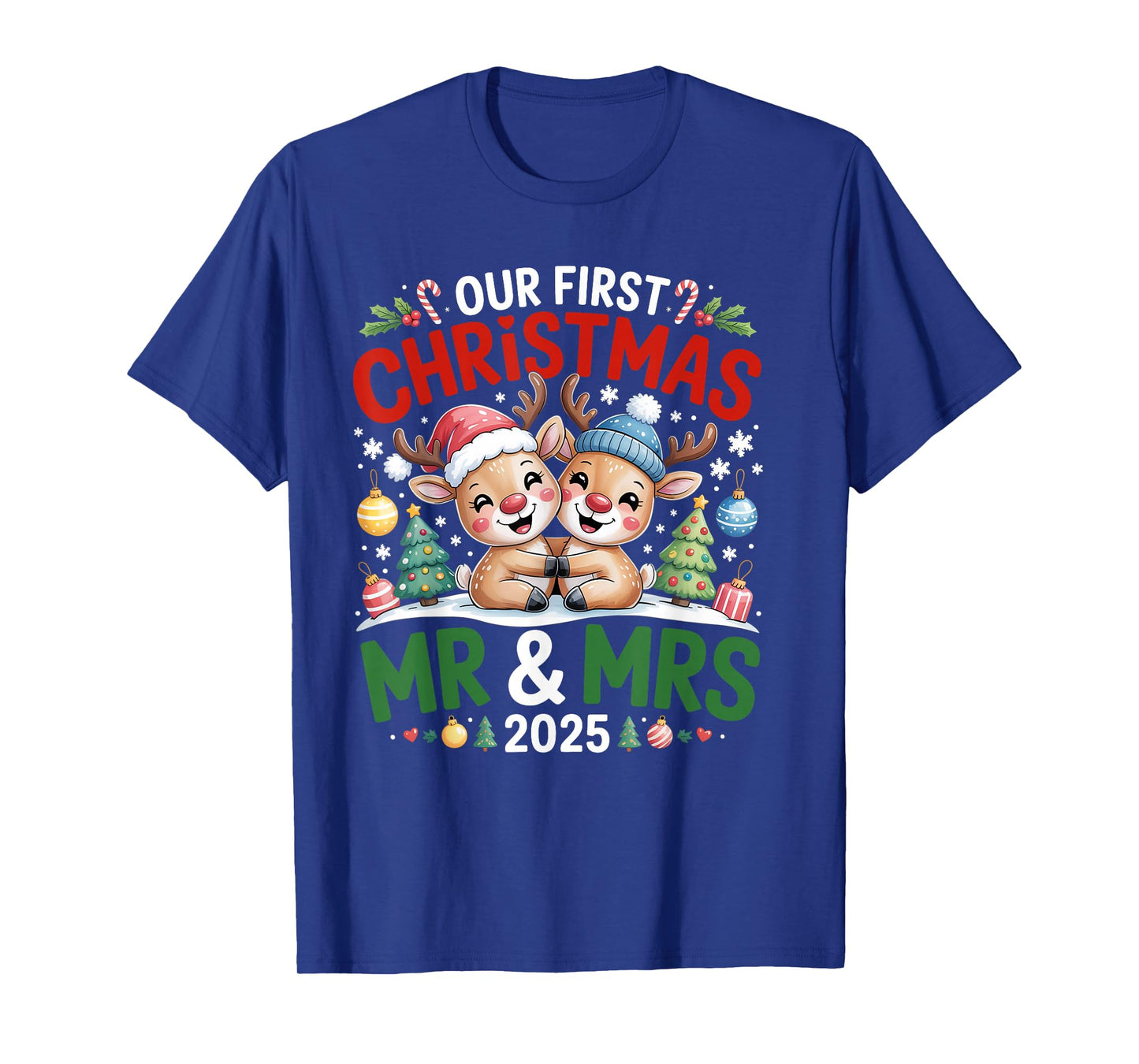 Our First Christmas as Mr & Mrs 2025 Couple Matching Pajamas T-Shirt