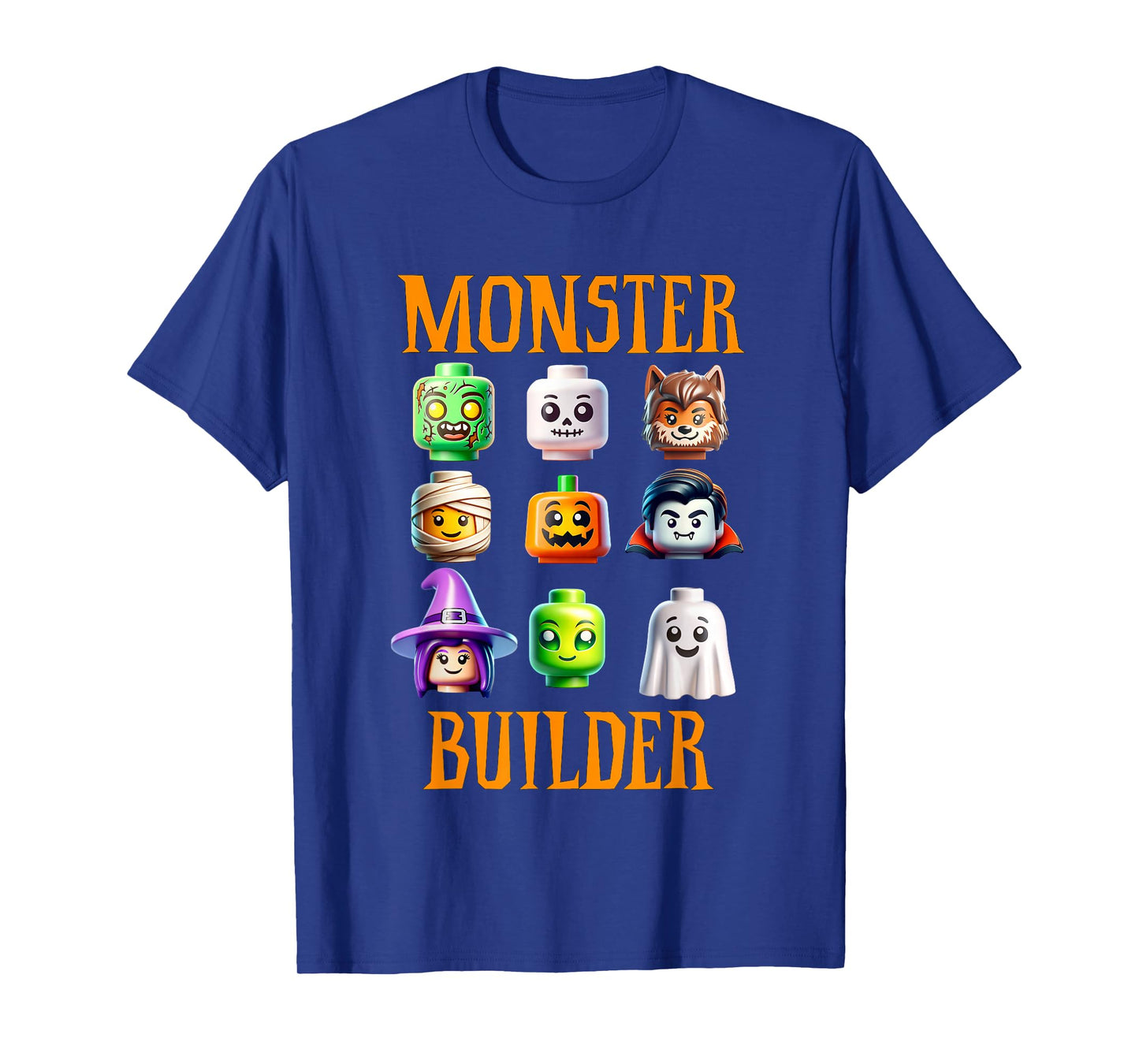 Halloween Buillding Brick Head Monster Builder Boys Kids T-Shirt