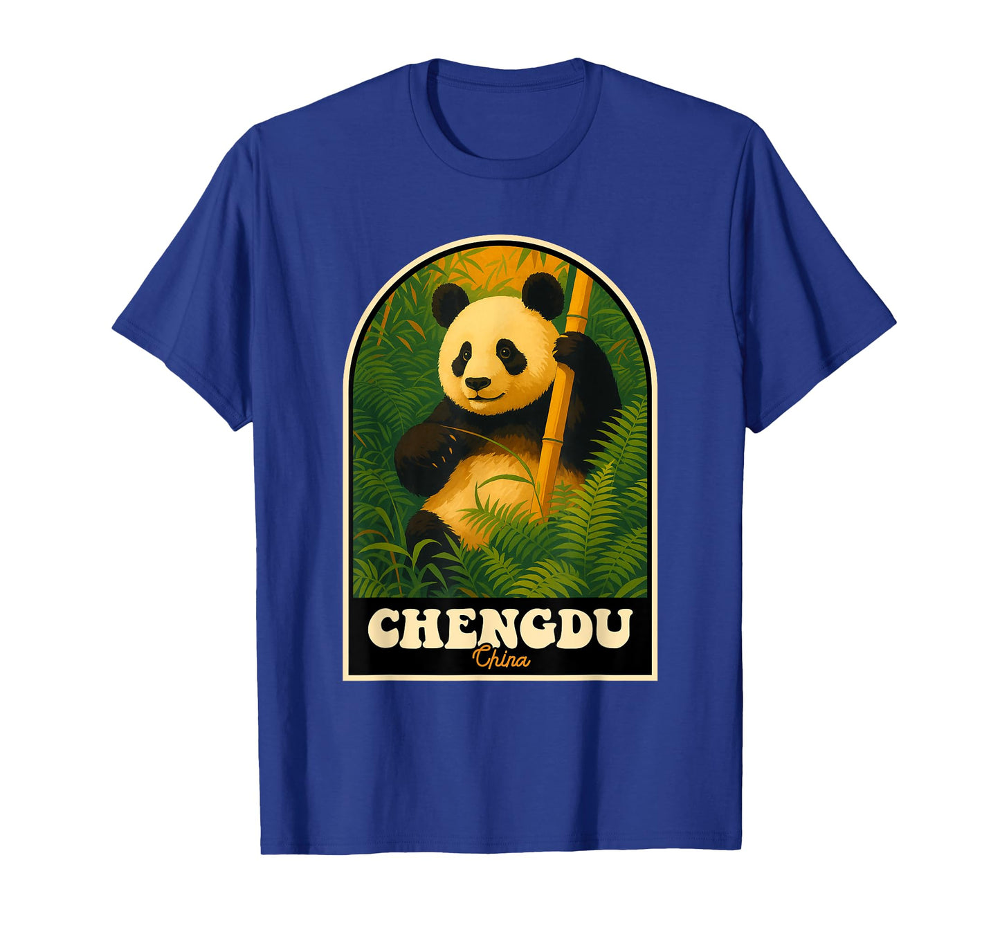 Chengdu China Vintage Panda Bamboo Forest Art T-Shirt