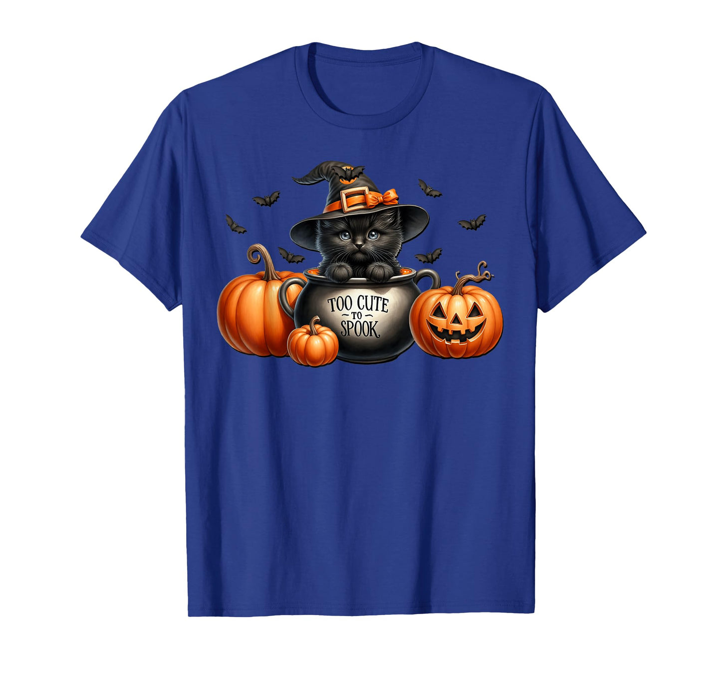 Too Cute to Spook Witch Cat Graphic Halloween Cute Kitten T-Shirt