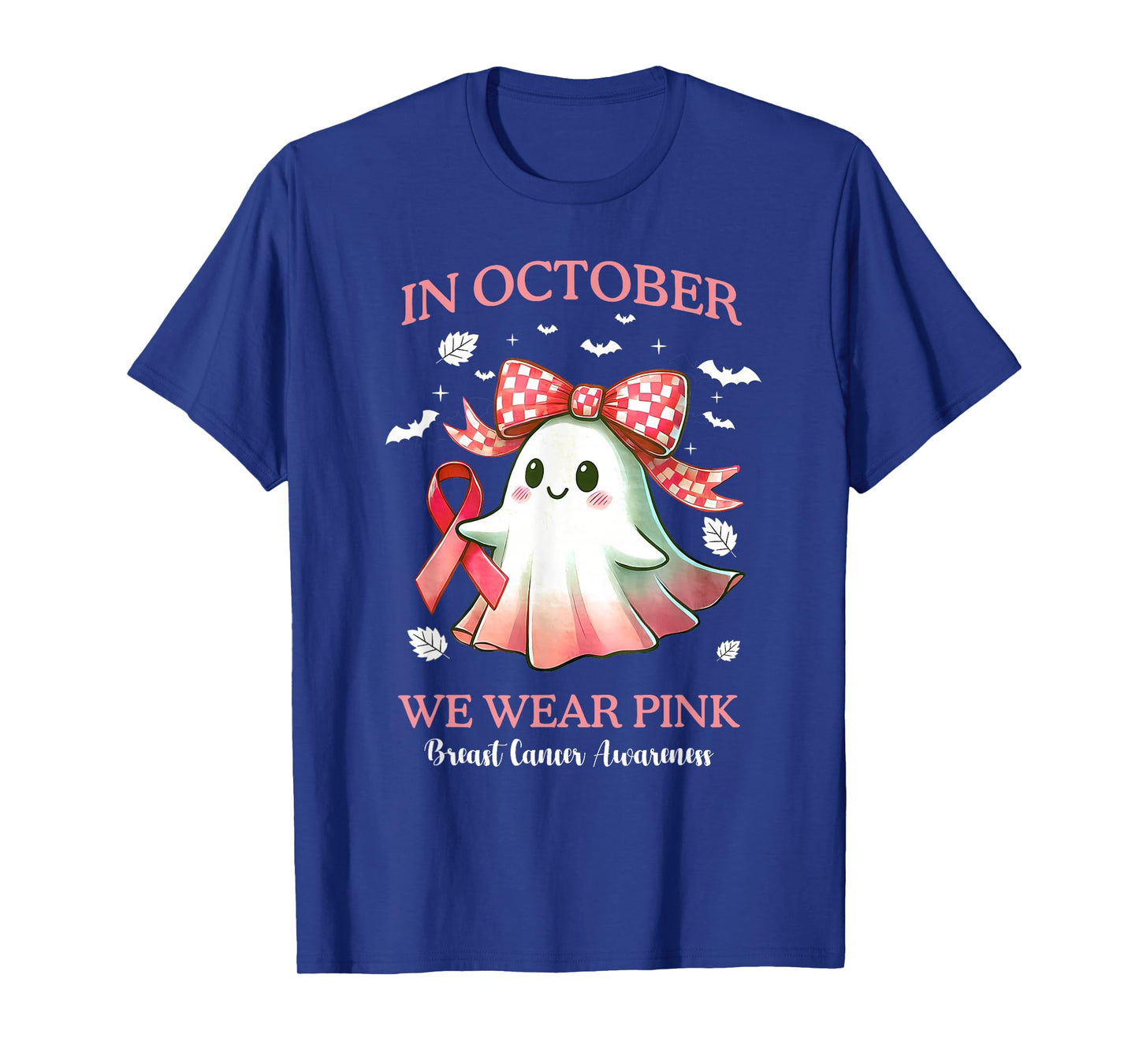 in October We Wear Pink Shirt Ghost Breast Cancer Awareness T-Shirt