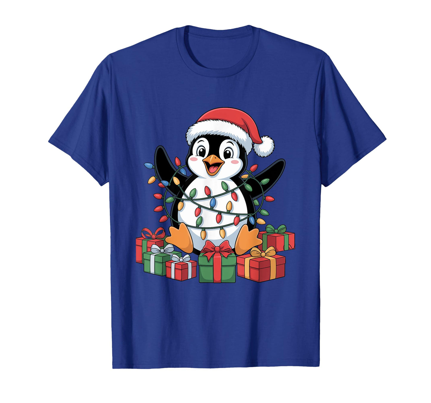 Funny Penguin Santa Hat Animals Lovers Ugly Christmas Pajama T-Shirt