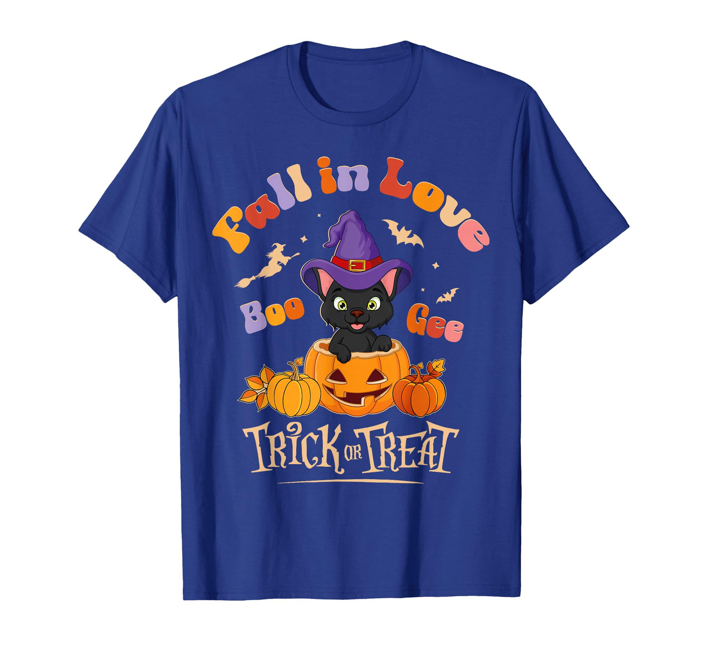 Boo Gee Fall in Love Black Cat Halloween Pumpkin Costume T-Shirt