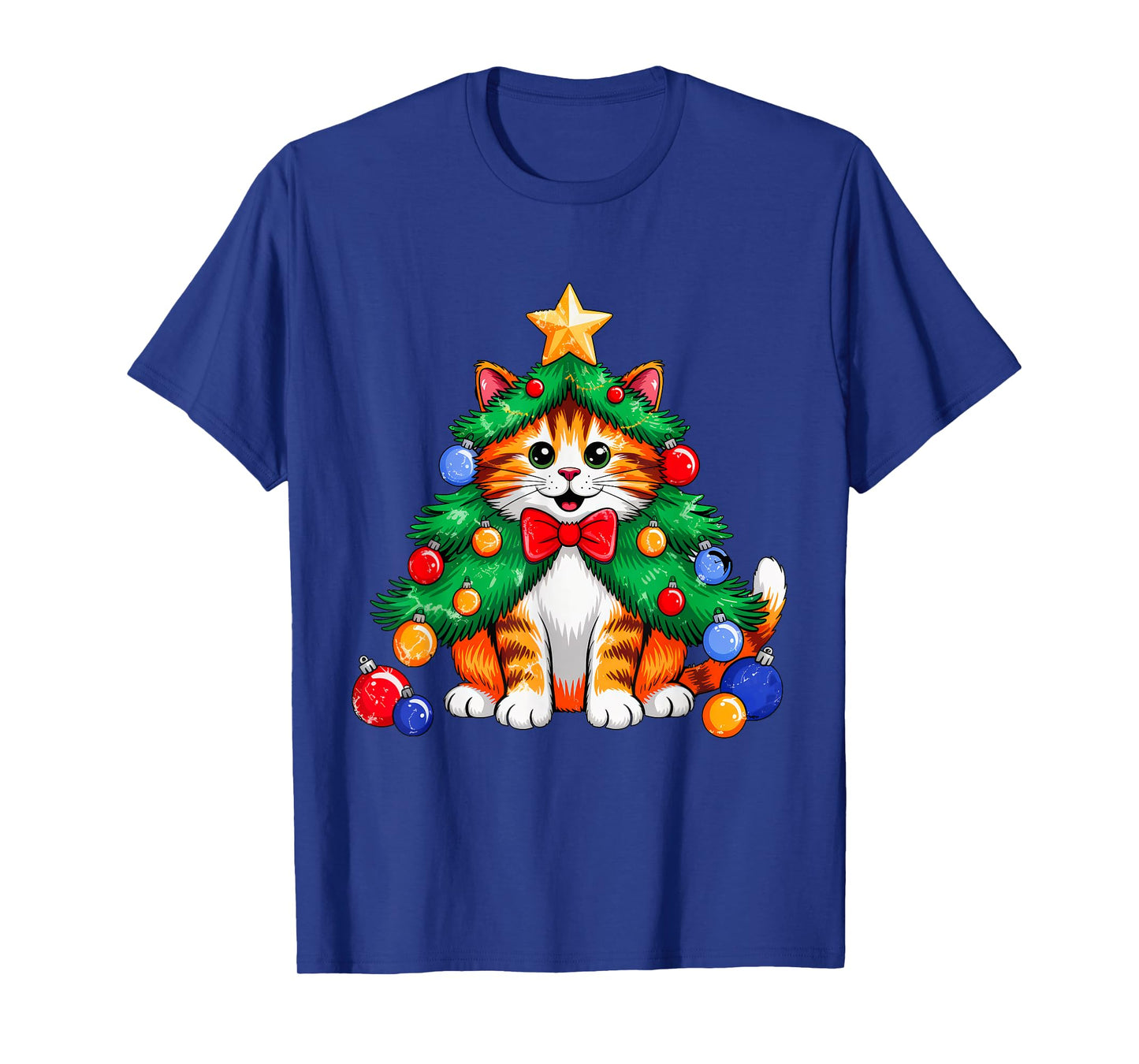 Ginger Cat Christmas Tree Cute Xmas Girls Kids Toddler Women T-Shirt