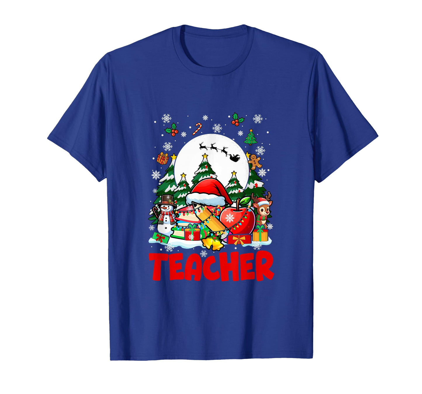 Teacher Job Tools Santa Snowmen Reindeer Christmas Trees T-Shirt