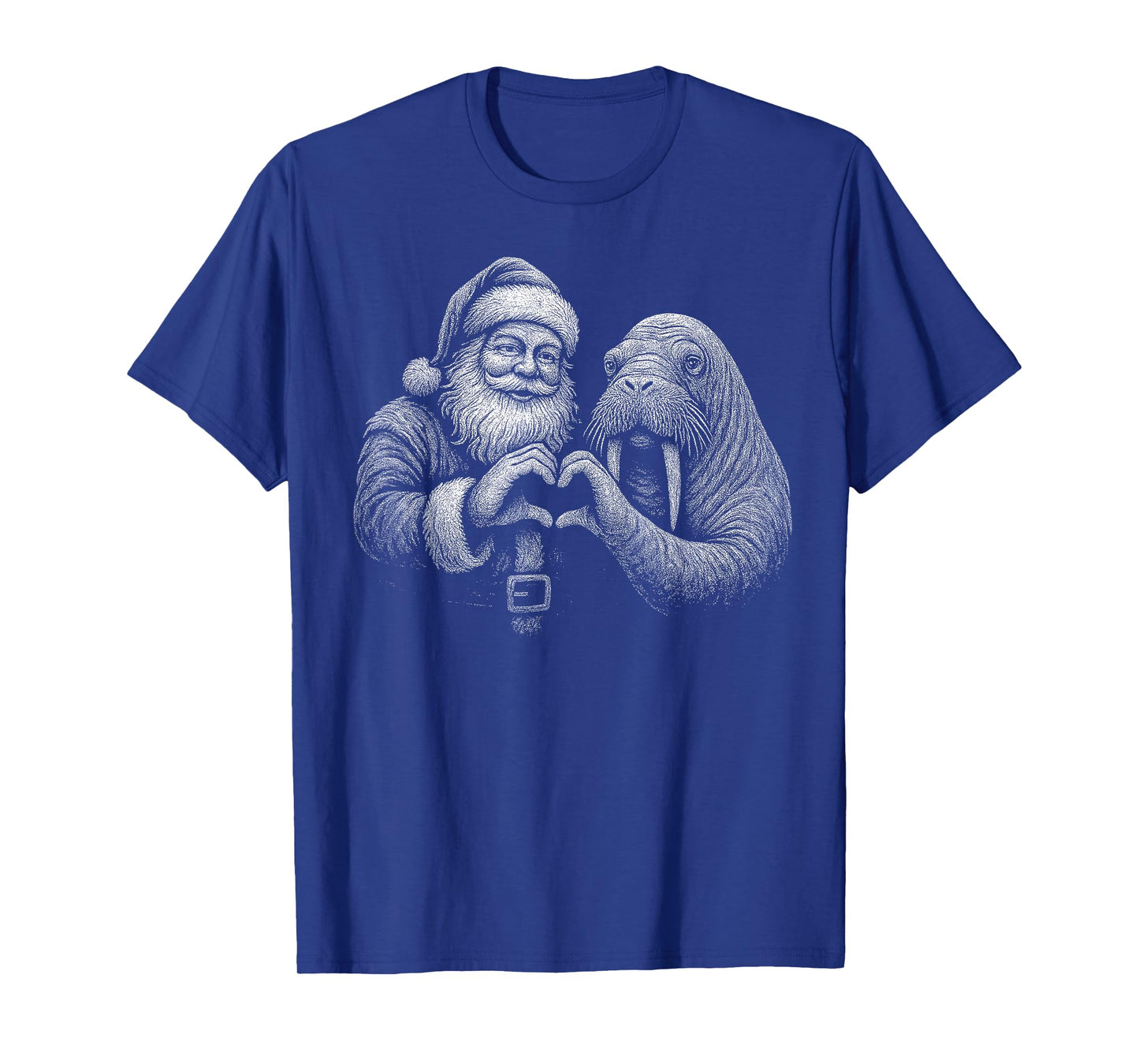 Walrus Santa Claus Heart Shape Christmas Animal Lover T-Shirt