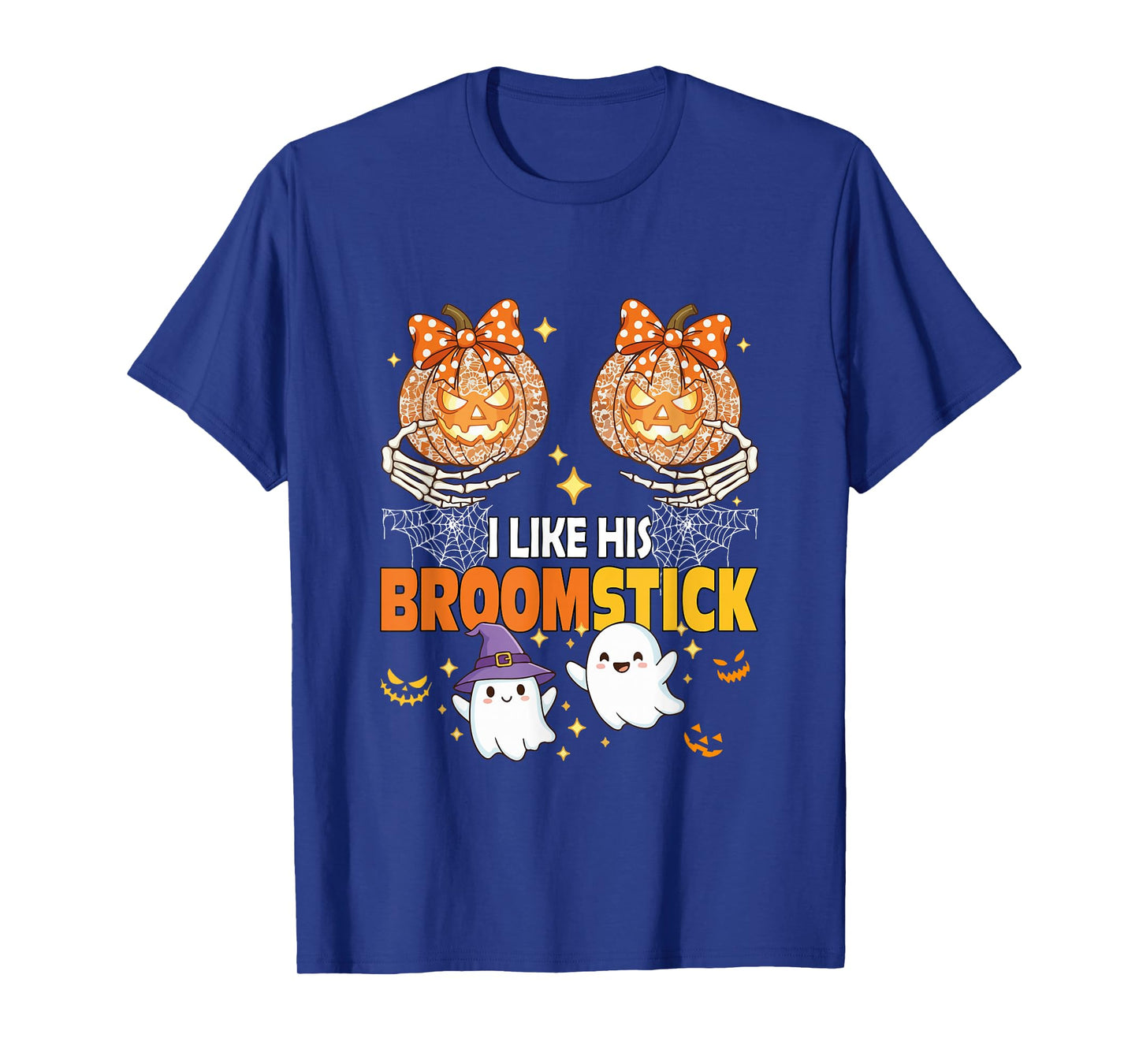 I Like His Broomstick Halloween Couple Boos Carved Pumpkin T-Shirt