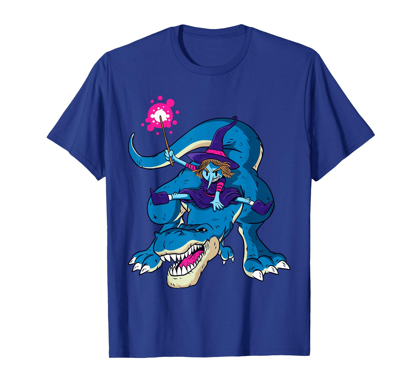Witch on Dinosaur Funny Halloween Costume Design T-Shirt