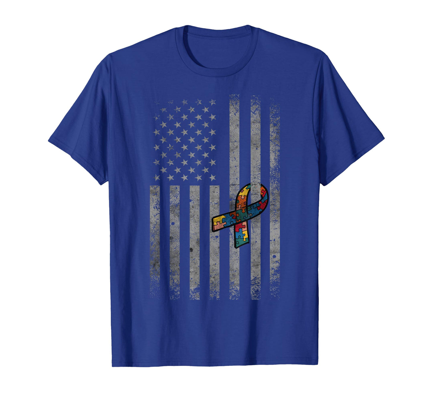 Autism Vintage American Flag Funny Autism awareness T-Shirt