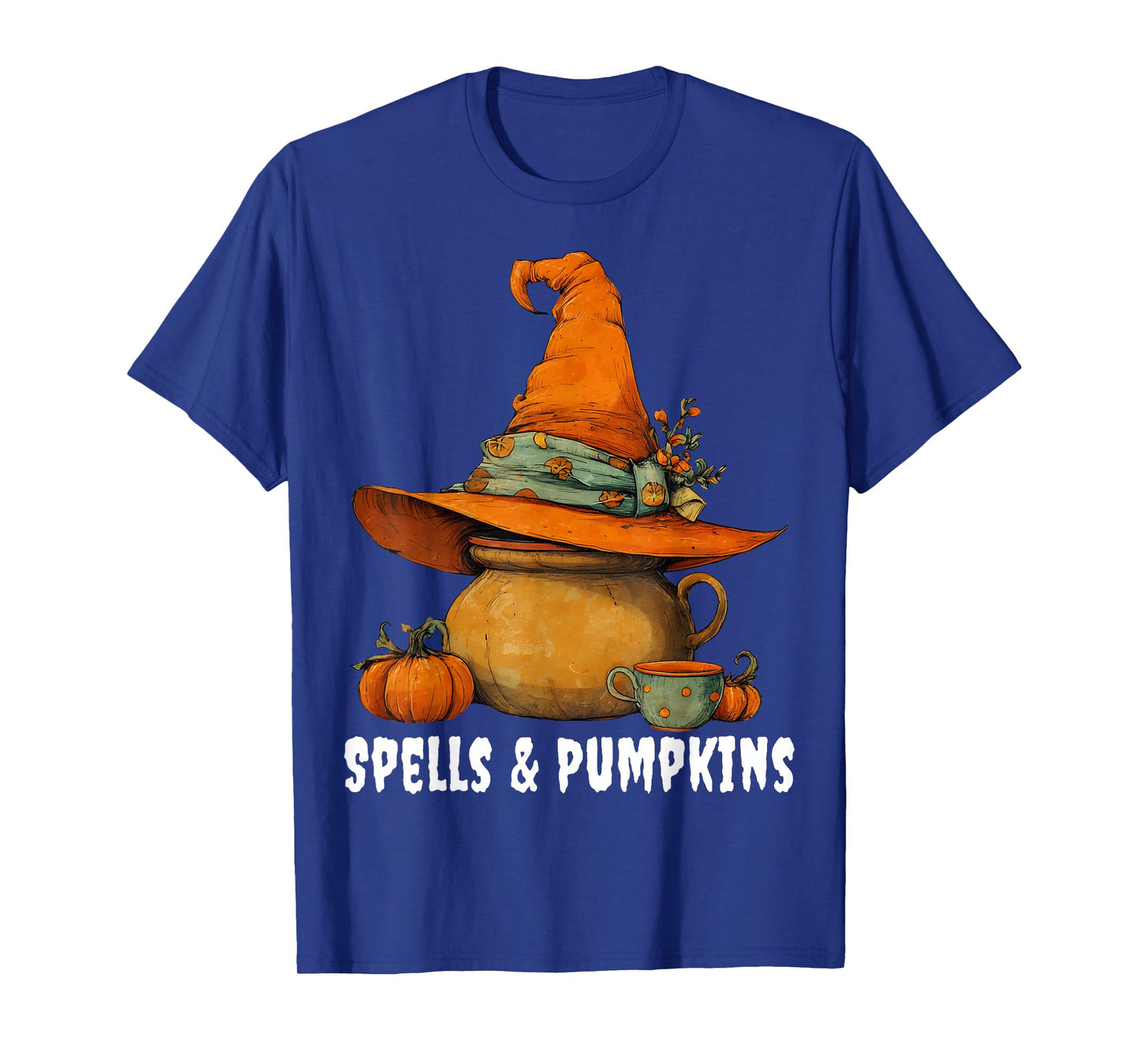 Spells & Pumpkins Funny Witch Hat Thanksgiving Halloween T-Shirt