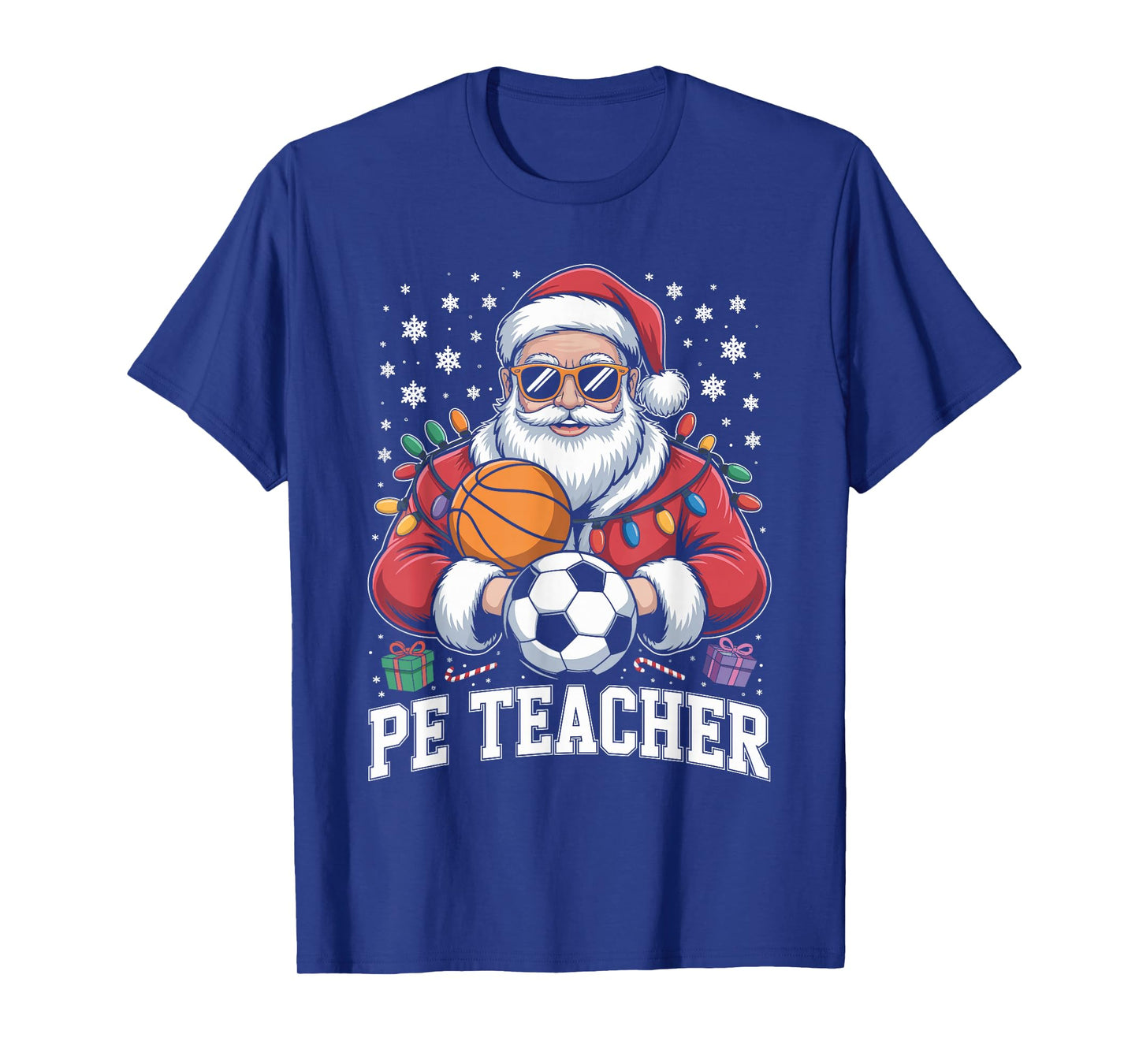 PE Teacher Christmas Santa Physical Education Xmas T-Shirt