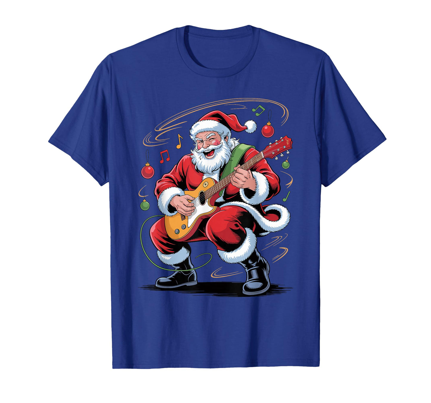 Santa Playing Guitar Funny Holiday Christmas Xmas Pajama T-Shirt