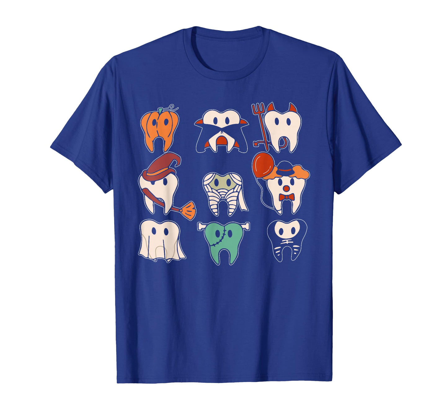 Funny Halloween Teeth Ghost Dentist Dental Squad Men Women T-Shirt