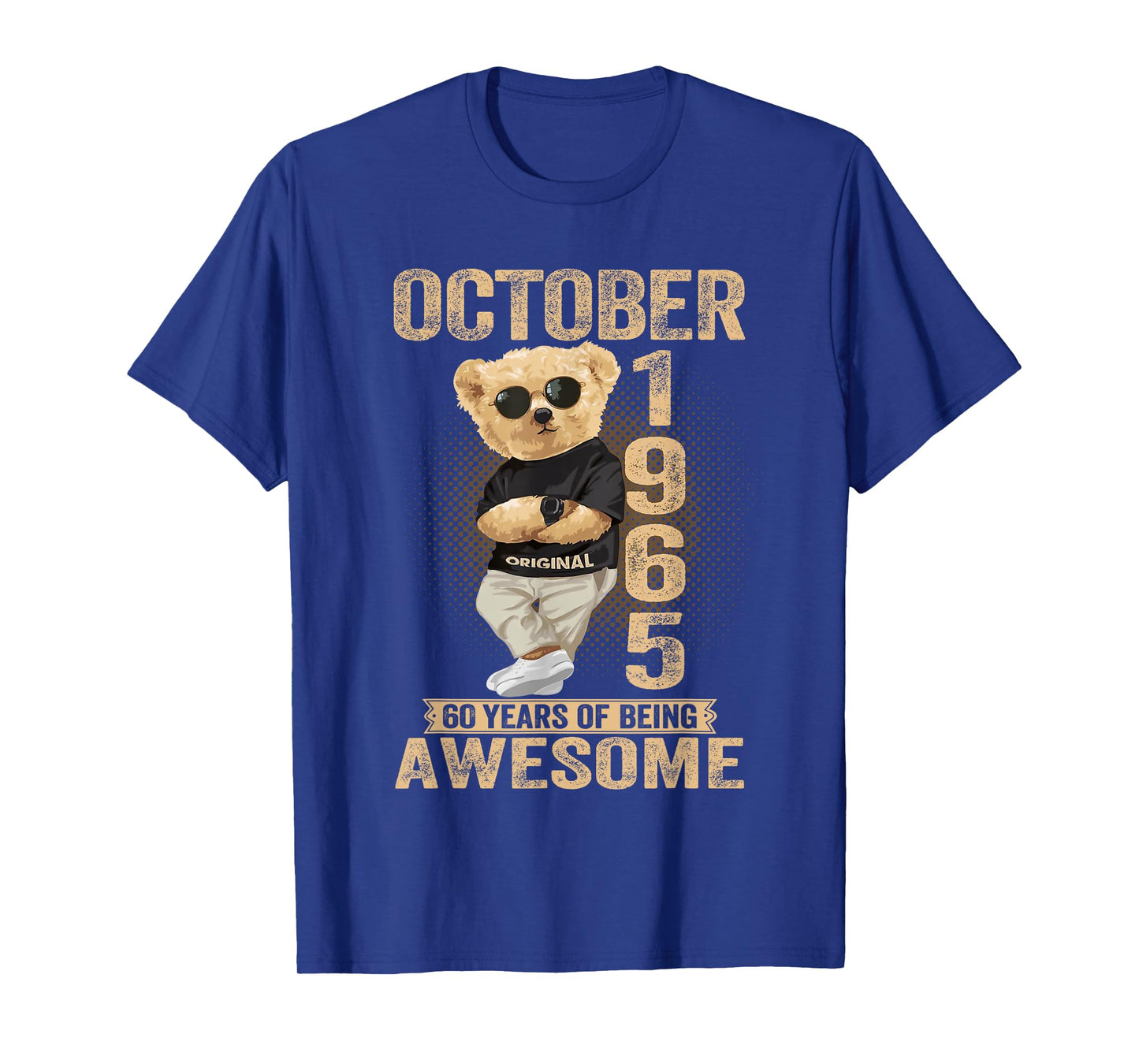 October 60th Birthday Men Women 1965 Awesome Teddy Bear T-Shirt