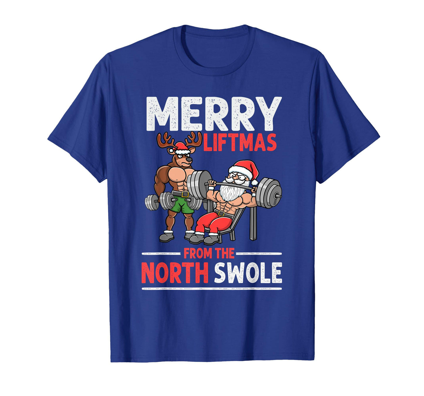 Merry Liftmas from North Swole Muscle Santa Weightlifting T-Shirt