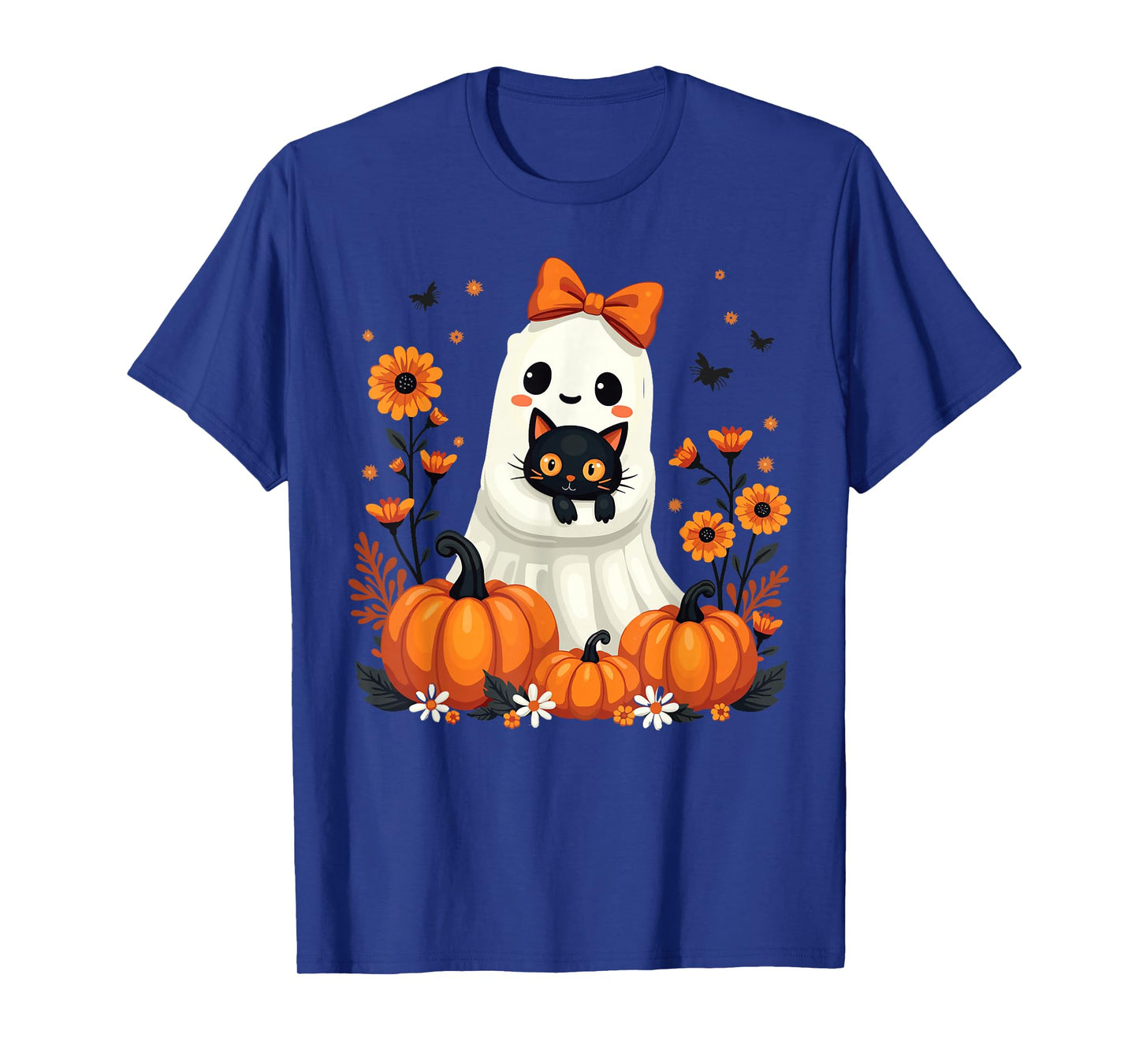 Halloween Ghost Holding Cat Vintage Spooky T-Shirt