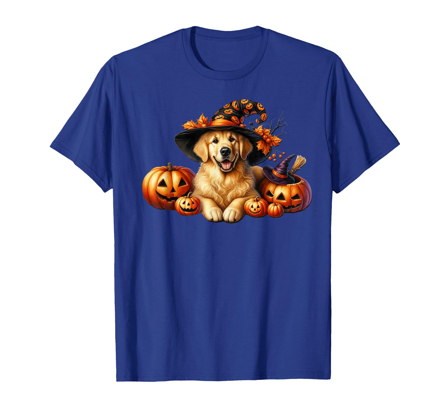 Golden Retriever Halloween Pumpkin Graphic for Witch Mom T-Shirt