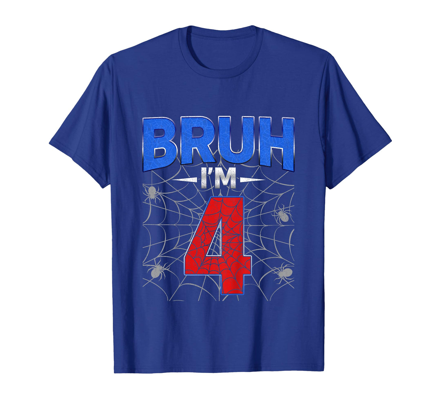 Kids Bruh I'm 4 Year Old Funny 4th Birthday Boys Kids Spider Web T-Shirt