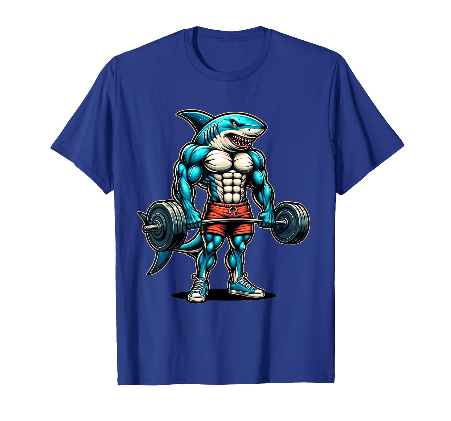 Funny Cool Shark Weightlifting Bodybuilder Muscle Fitness T-Shirt