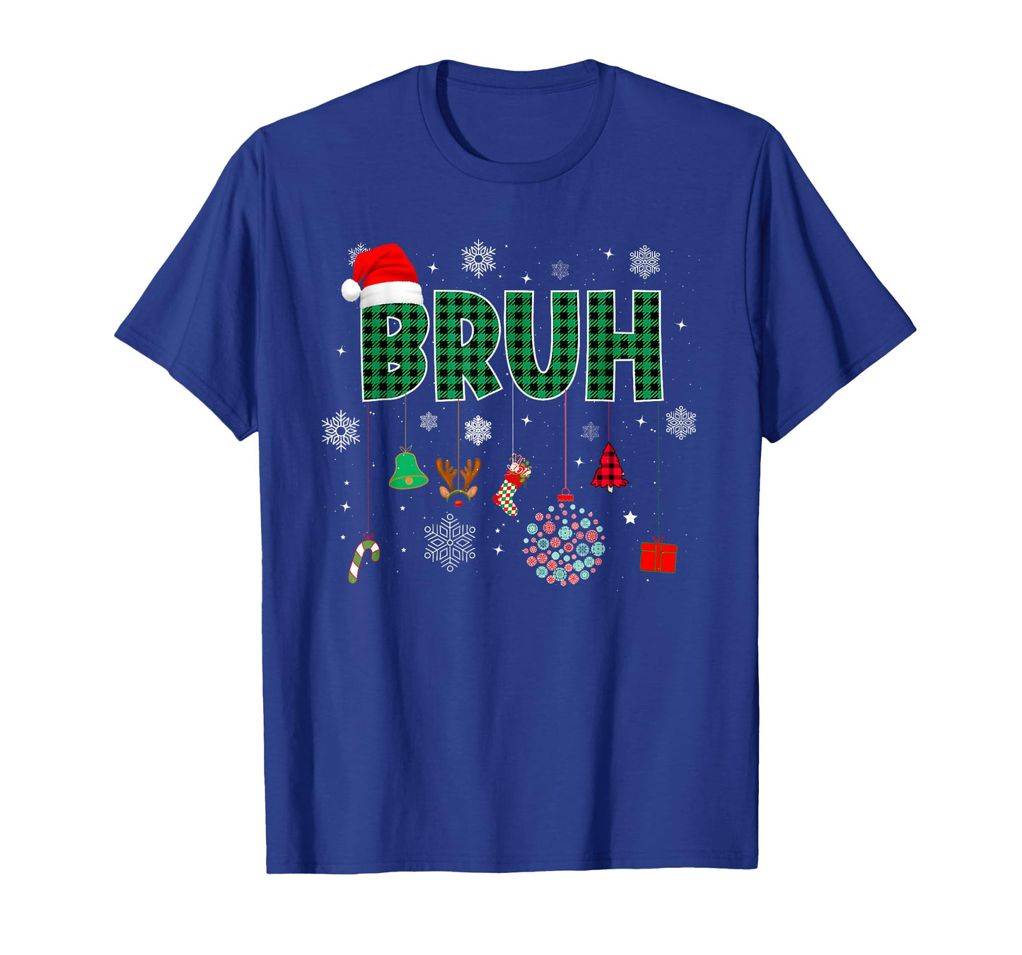 Bruh Funny Christmas Red Plaid Teens Boys Kids Xmas Pajamas T-Shirt