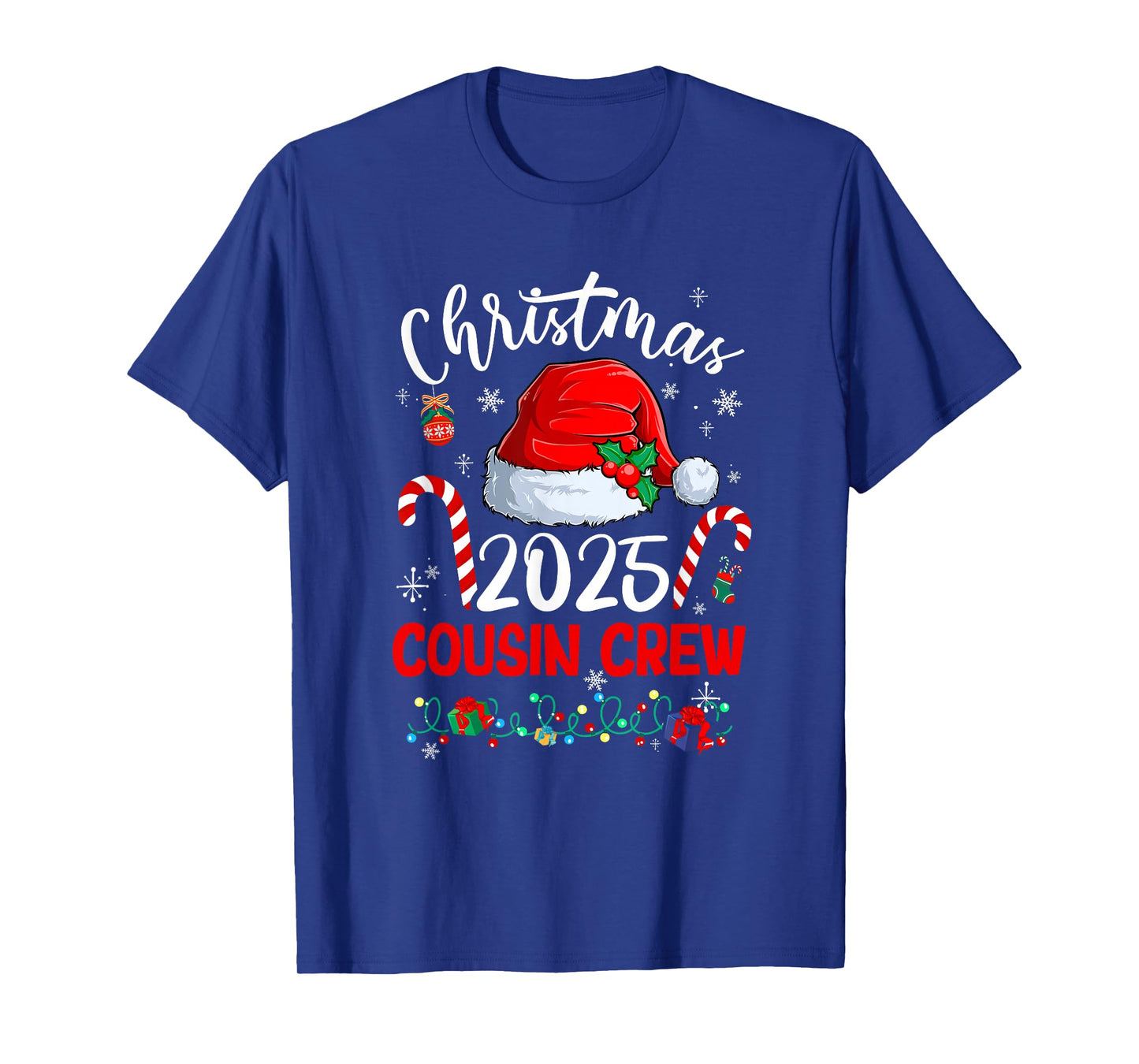 Christmas 2025 Cousin Crew Santa Hat Men Women Kids T-Shirt