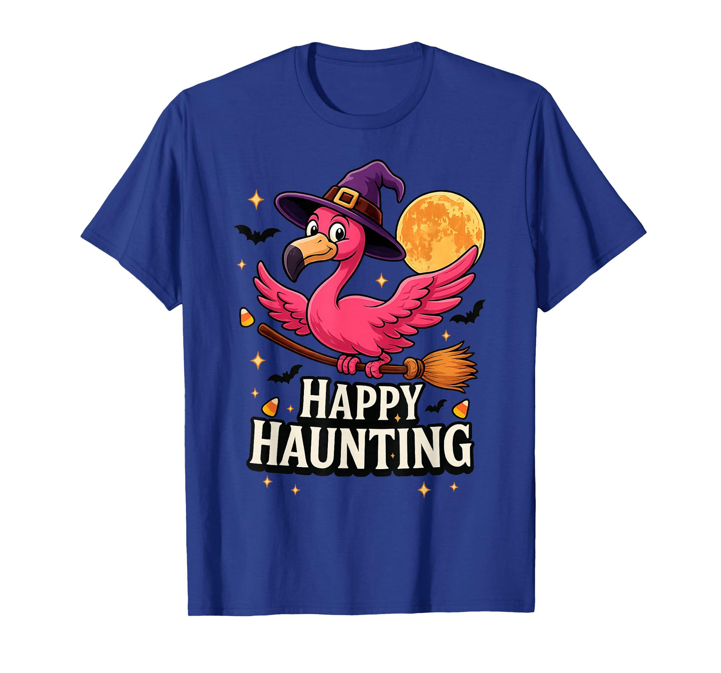 Halloween Pink Flamingo Witch Happy Haunting Women Kids Girl T-Shirt