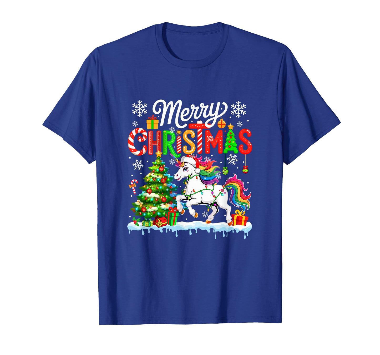 Merry Christmas Santa Unicorn Colorful Costume Kids Toddler T-Shirt