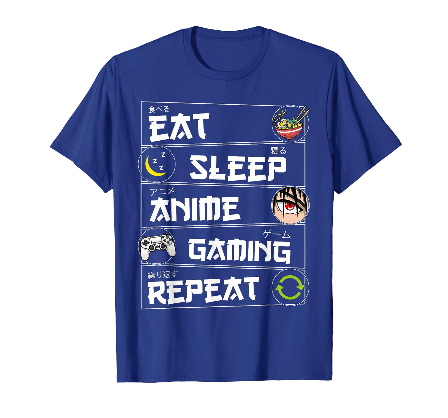 Eat Sleep Anime Gaming Repeat Kawaii Otaku Gamer Anime Manga T-Shirt