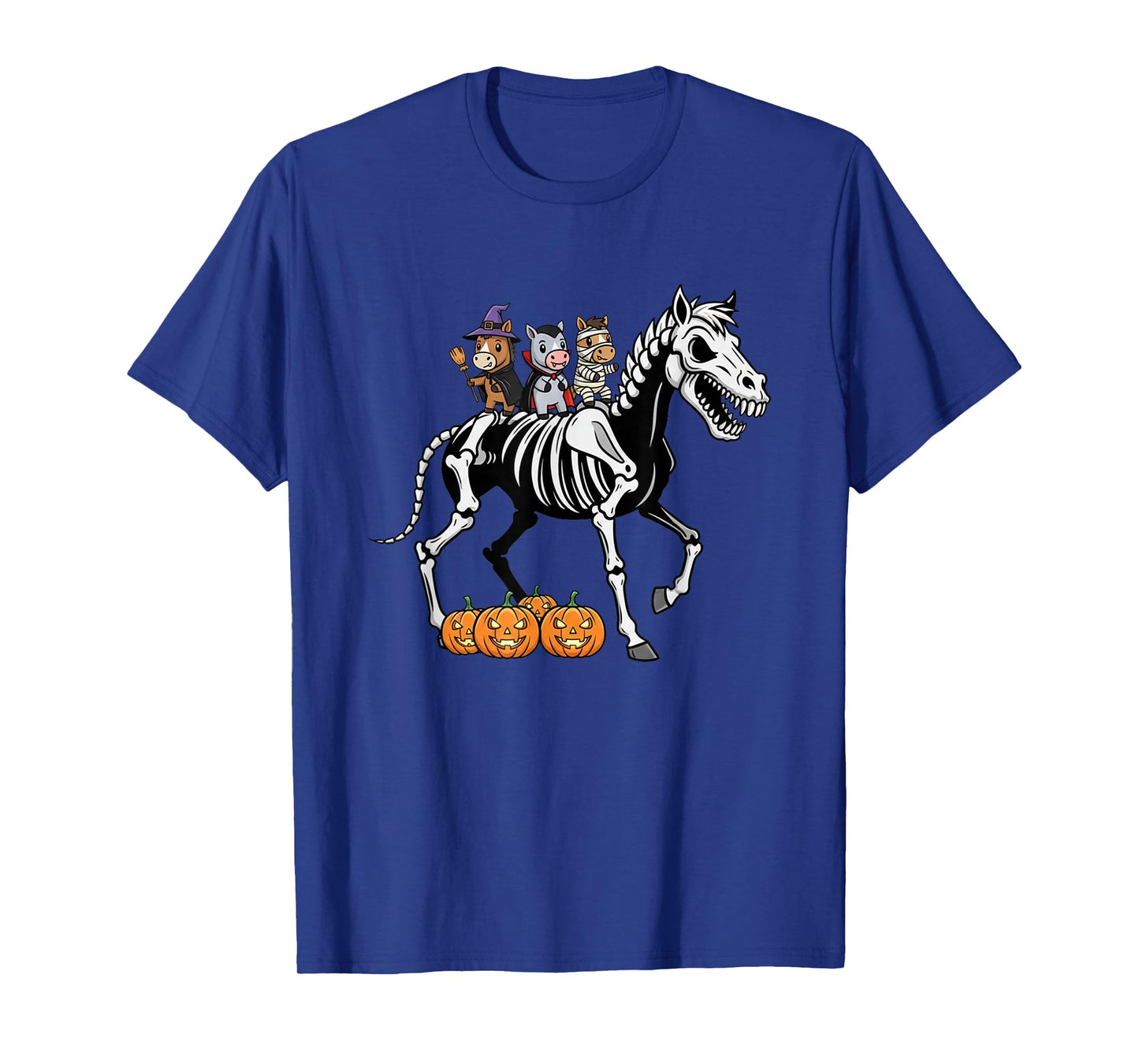 Funny Horse Skeleton Mummy Witch Halloween Kids Mens Womens T-Shirt